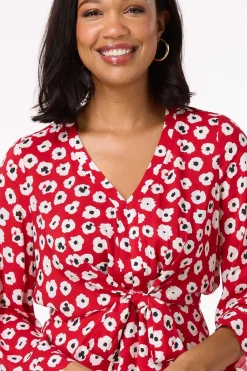 Cato Tie Front Poppy Top><noscript><img width=