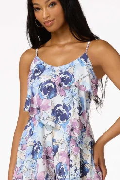 Cato Tiered Berry Floral Romper><noscript><img width=