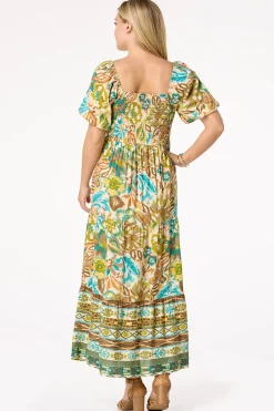 Cato Tiered Bubble Sleeve Maxi Dress><noscript><img width=