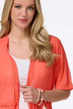 Cato Tiered Coral Cardigan><noscript><img width=
