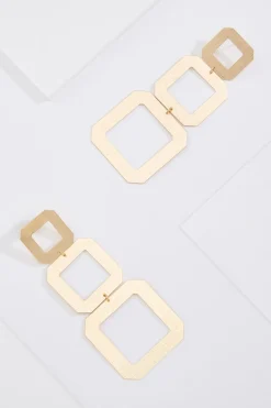 Cato Tiered Cutout Square Earrings> Earrings