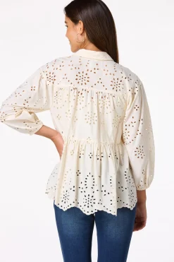 Cato Tiered Eyelet Shirt> Tops