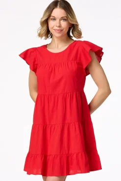 Cato Tiered Flutter Sleeve Dress> Dresses