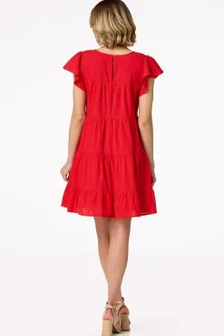 Cato Tiered Flutter Sleeve Dress> Dresses