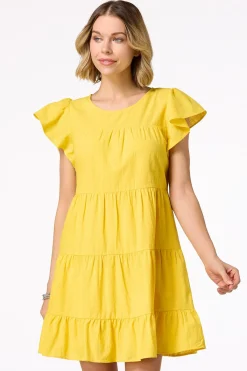 Cato Tiered Flutter Sleeve Dress><noscript><img width=
