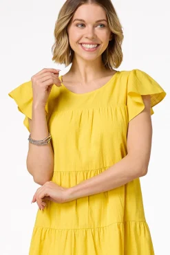 Cato Tiered Flutter Sleeve Dress><noscript><img width=