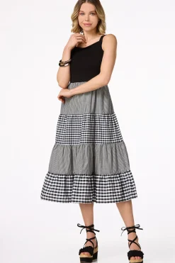 Cato Tiered Gingham Stripe Dress> Dresses