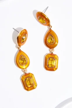 Cato Tiered Glass Linear Earrings> Earrings