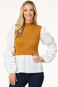 Cato Tiered Puff Sleeve Sweater> Sweaters