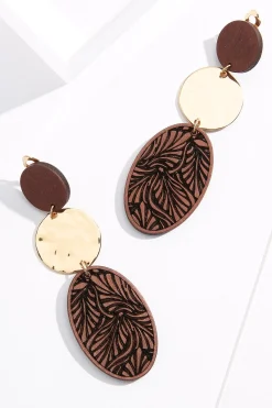 Cato Tiered Wood Clip- On Earrings> Earrings