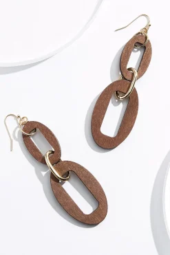 Cato Tiered Wood Link Earrings> Earrings