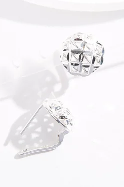 Cato Tiny Grid Circle Button Earrings> Earrings