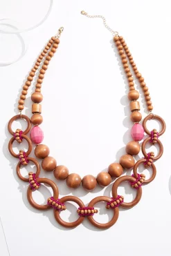 Cato Touch Of Pink Layered Wood Necklace> Necklaces