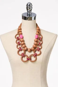Cato Touch Of Pink Layered Wood Necklace> Necklaces