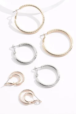 Cato Tri- Color Hoop Earring Set> Earrings