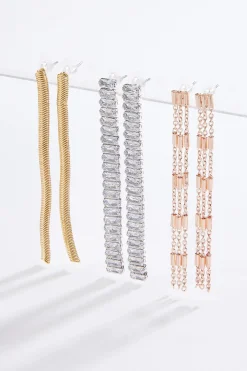 Cato Tri- Tone Linear Earring Set> Social Occasion|Earrings