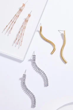Cato Tri- Tone Linear Earring Set> Social Occasion|Earrings