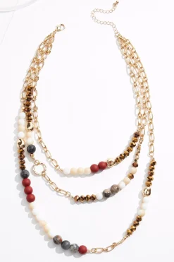 Cato Triple Row Layered Bead Necklace> Necklaces