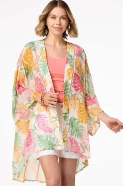 Cato Tropical Clip Dot Kimono> Cover Ups|Tops