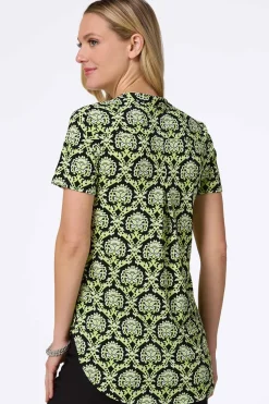 Cato Tropical Lime Medallion Top> Tops
