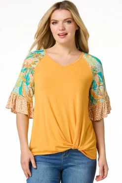 Cato Tropical Sleeve Top> Tops