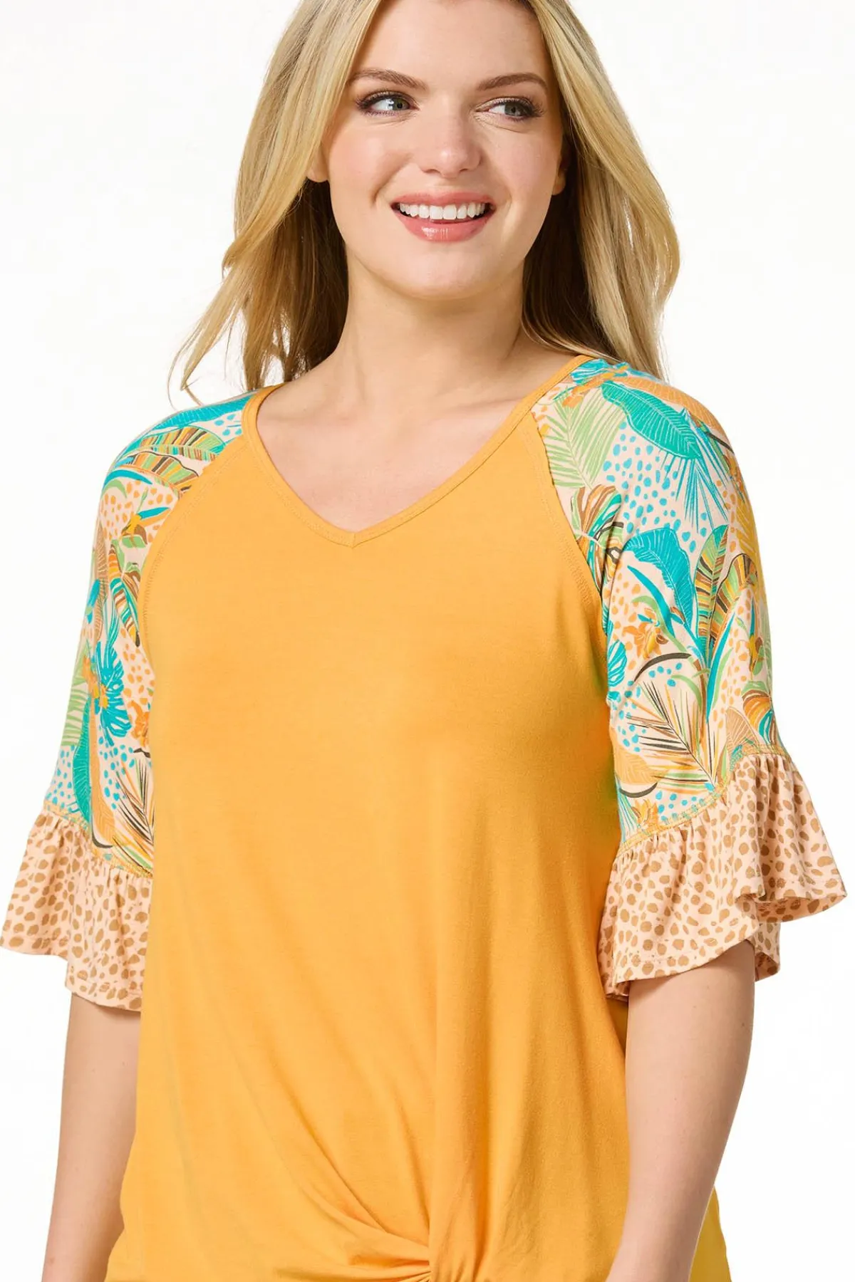 Cato Tropical Sleeve Top> Tops