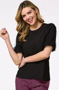 Cato Tulle Puff Sleeve Top> Tops