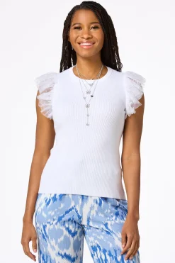 Cato Tulle Sleeve Sweater Tank> Sweaters