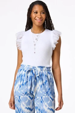 Cato Tulle Sleeve Sweater Tank><noscript><img width=
