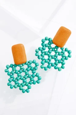 Cato Turquoise Wood Bead Earrings> Earrings