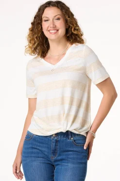 Cato Twist Hem Stripe Tee> Tops