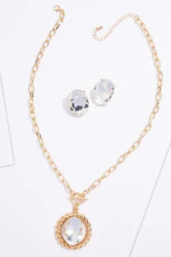 Cato Twisted Halo Glass Pendant Necklace Set> Sets|Necklaces