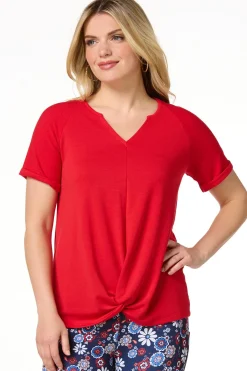 Cato Twisted Red Top> Athleisure|Tops