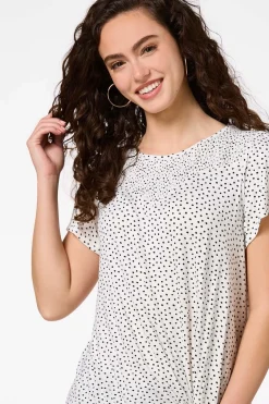 Cato Twisted Smocked Dot Top><noscript><img width=