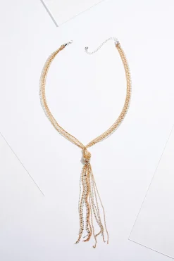 Cato Two- Tone Beaded Knot Y- Necklace> Necklaces