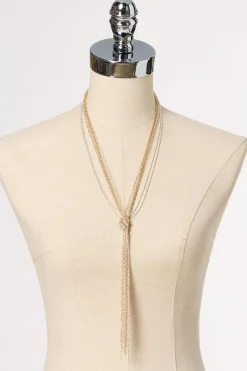 Cato Two- Tone Beaded Knot Y- Necklace> Necklaces