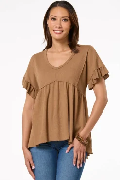 Cato Waffled Babydoll Top> Tops