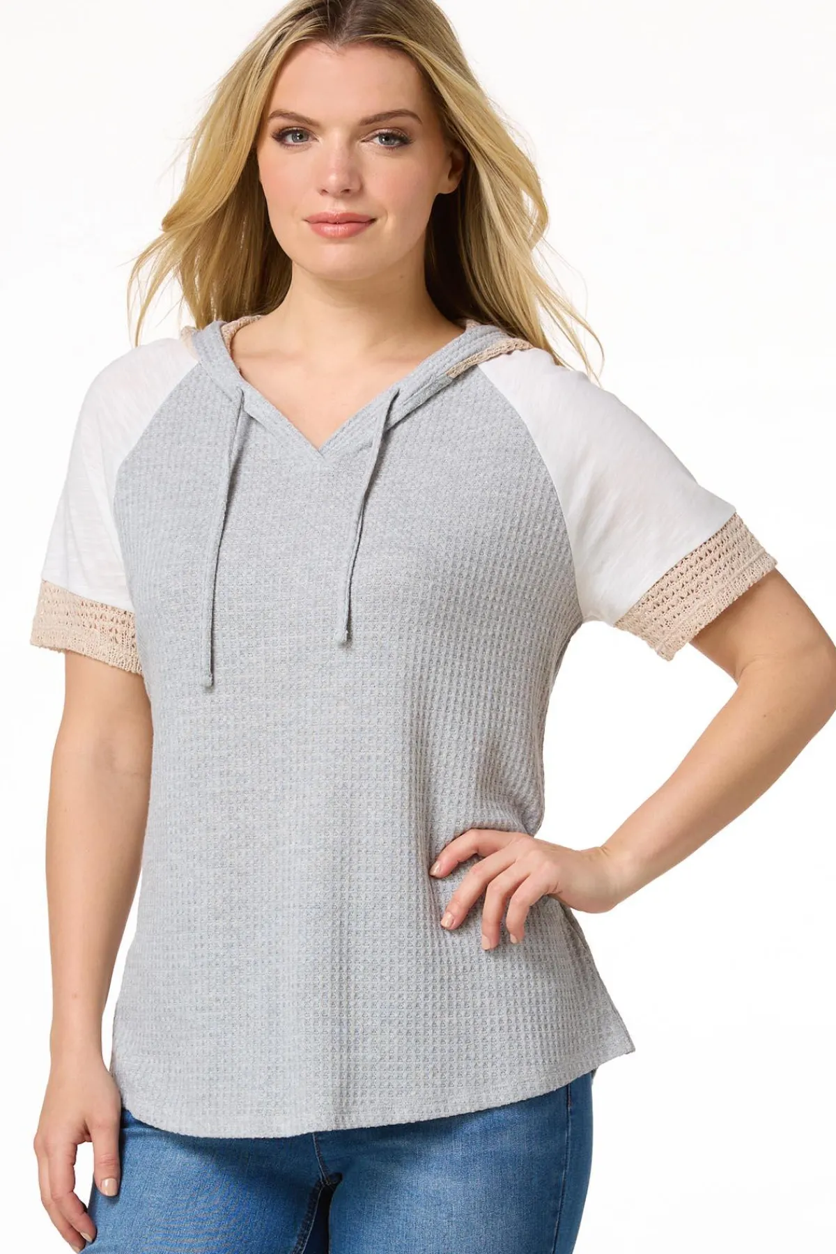 Cato Waffled Colorblock Hooded Top> Tops