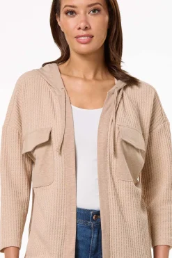 Cato Waffled Hooded Cardigan><noscript><img width=