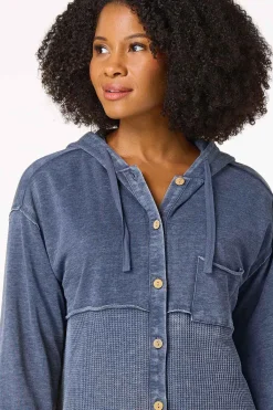 Cato Waffled Indigo Shacket><noscript><img width=