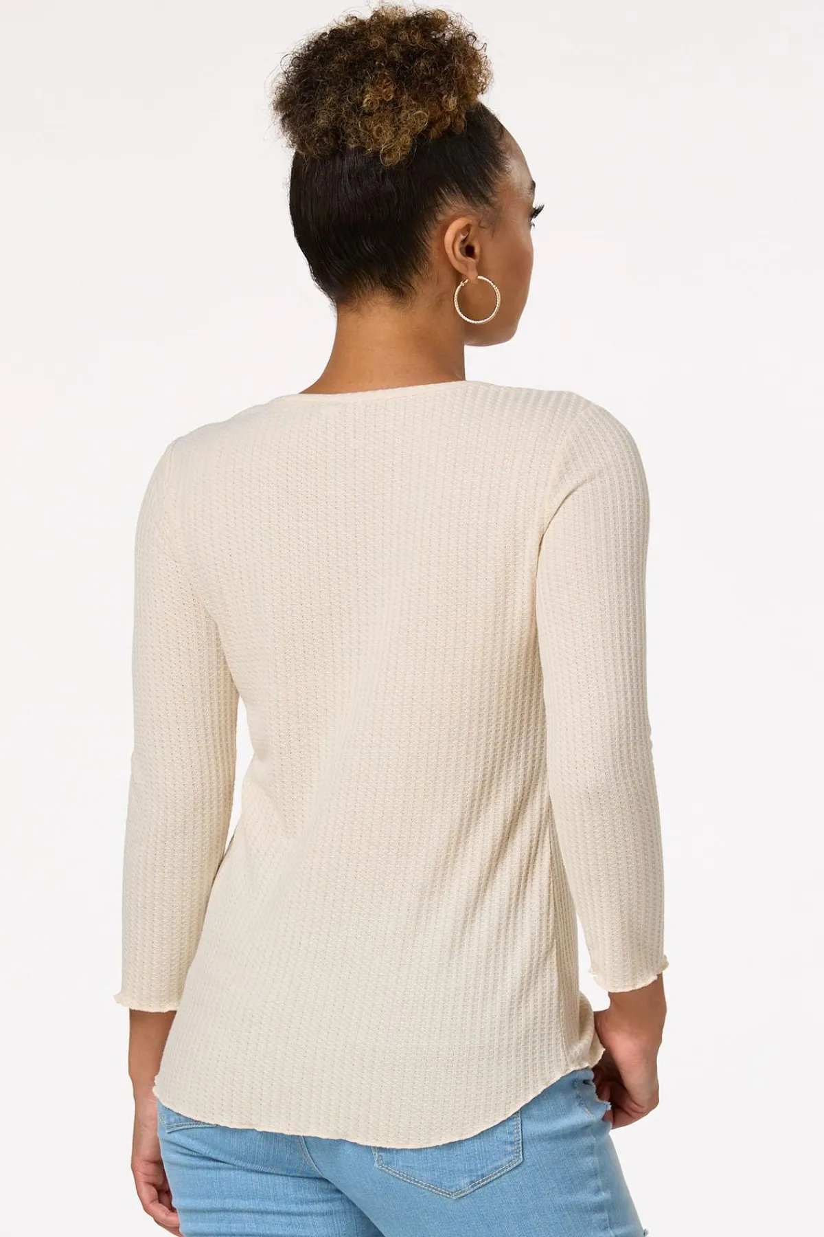 Cato Waffled Lettuce Trim Top> Tops