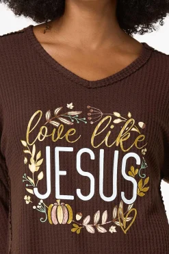 Cato Waffled Love Like Jesus Top><noscript><img width=