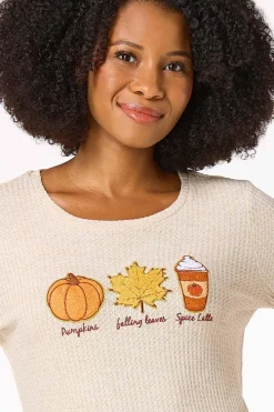 Cato Waffled Pumpkin Leaves Latte Top><noscript><img width=