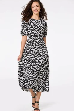 Cato Wavy Print Empire Midi Dress> Dresses