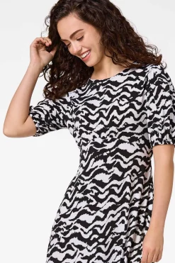 Cato Wavy Print Empire Midi Dress><noscript><img width=