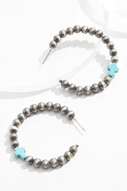 Cato Western Bead Cross Hoop Earrings> Inspirational|Earrings