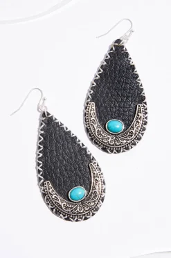 Cato Western Crescent Faux Leather Earrings> Earrings