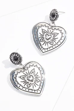 Cato Western Engraved Heart Earrings> Earrings