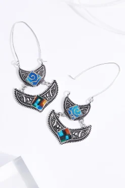 Cato Western Fabric Silver Wire Earrings> Earrings