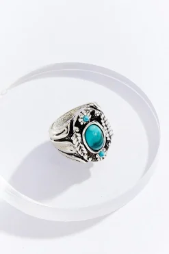 Cato Western Stone Silver Ring> Rings